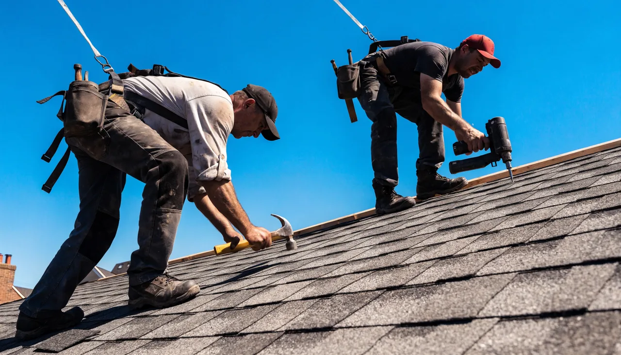 Roofing Hutto crew installing a new asphalt shingle roof